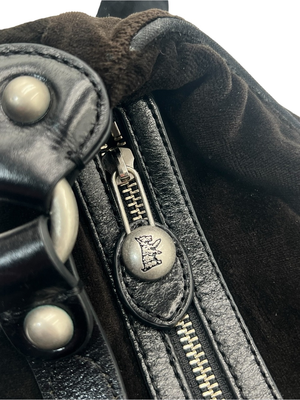 Vintage Juicy Couture Black Velour Love G&P Slouchy Hobo Bag Y2K McBling Rare - Picture 8 of 15